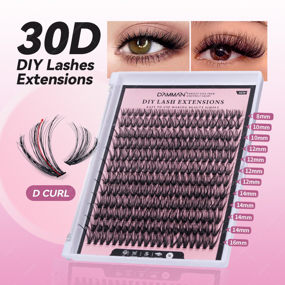 DAMMAN DIY Lash Cluster Kit D Curl Lash Cluster with Bond and Seal and Tweezers