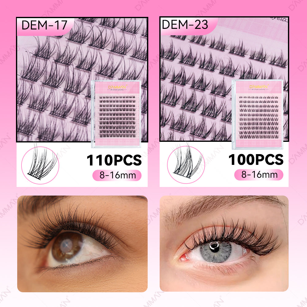 DAMMAN 6D DIY Lash Cluster Kit 4 Pieces Natural Lash Clusters D Curl Kit