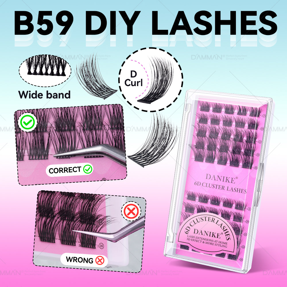 DANIKE 6D DIY Lash Cluster D Curl Mix 8-16mm Individual Cluster - B59