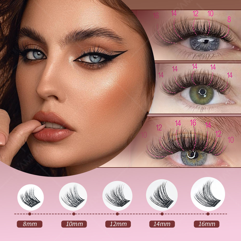 DAMMAN 6D DIY Clusters Kit D Crul 3D Effect Segment Lashes Kit DME-03