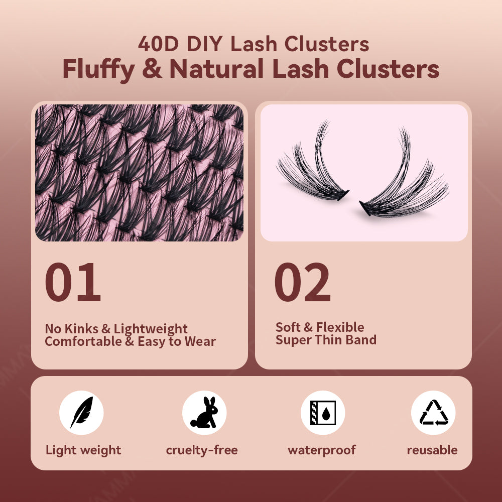 DAMMAN 40D D Curl Fluffy DIY Lash Cluster Kit