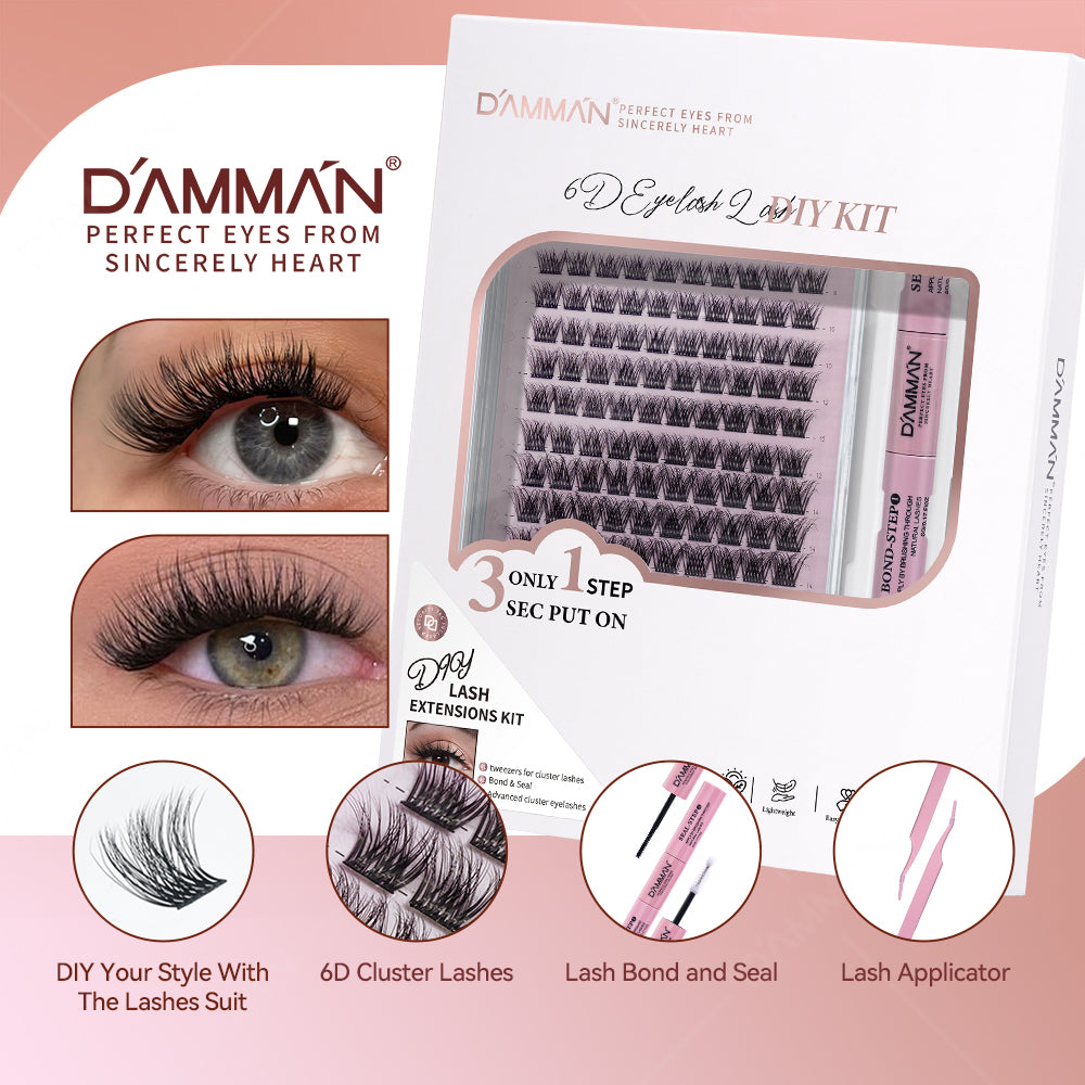 DAMMAN 6D DIY Clusters Kit D Crul 3D Effect Segment Lashes Kit DME-03