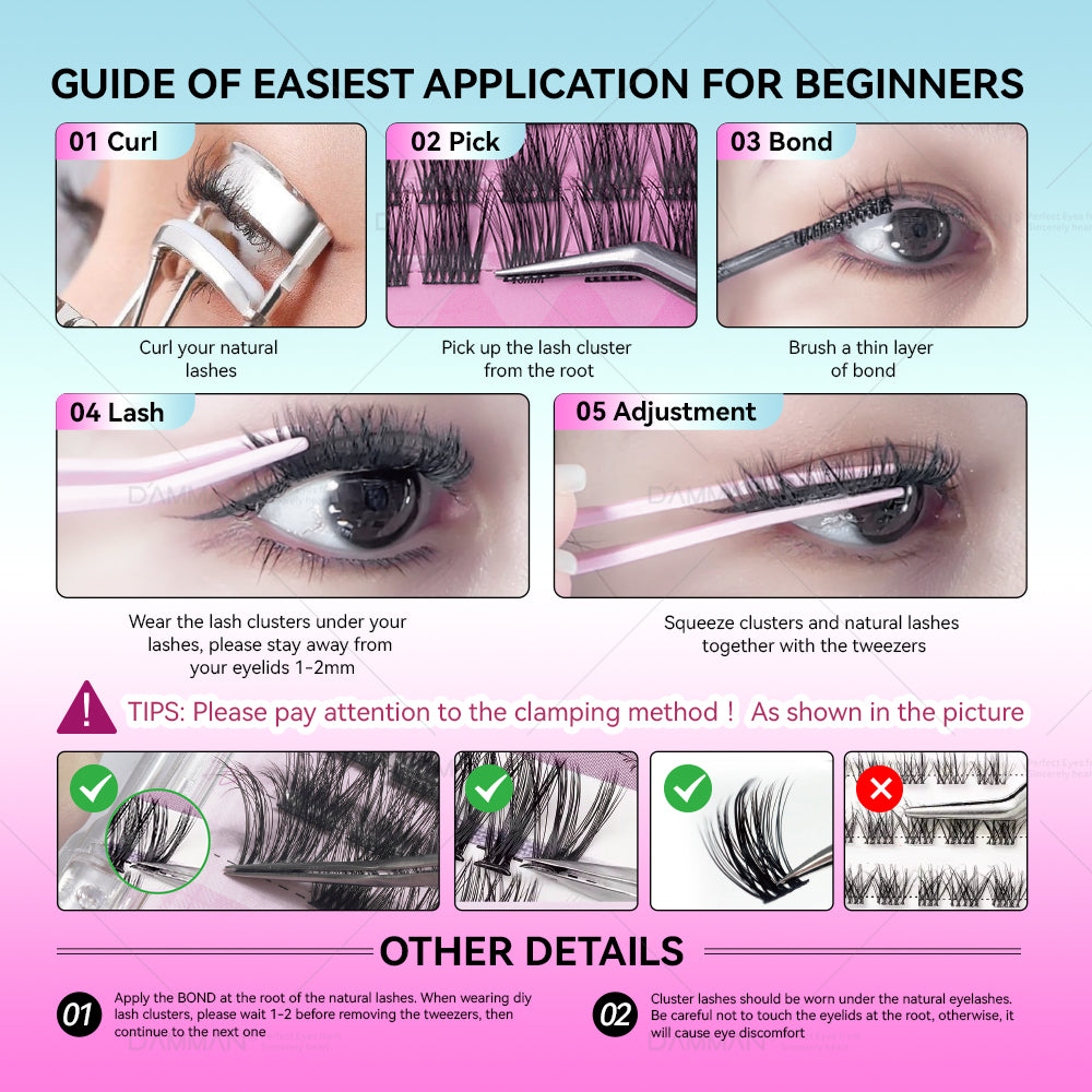 DANIKE 6D DIY Lash Cluster D Curl Mix 8-16mm Individual Cluster - B59