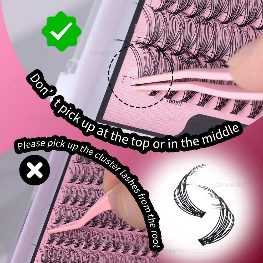 DAMMAN DIY Lash Cluster Kit D Curl Lash Cluster with Bond and Seal and Tweezers