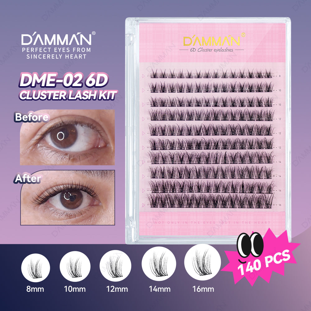 DAMMAN DIY Lash Cluster Kit DME-02 Individual Cluster Eyelash Extensions at Home