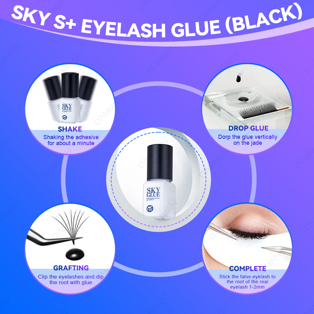 SKY Glue S+ 1-2S Fast Drying Black Cap Eyelash Extension Glue