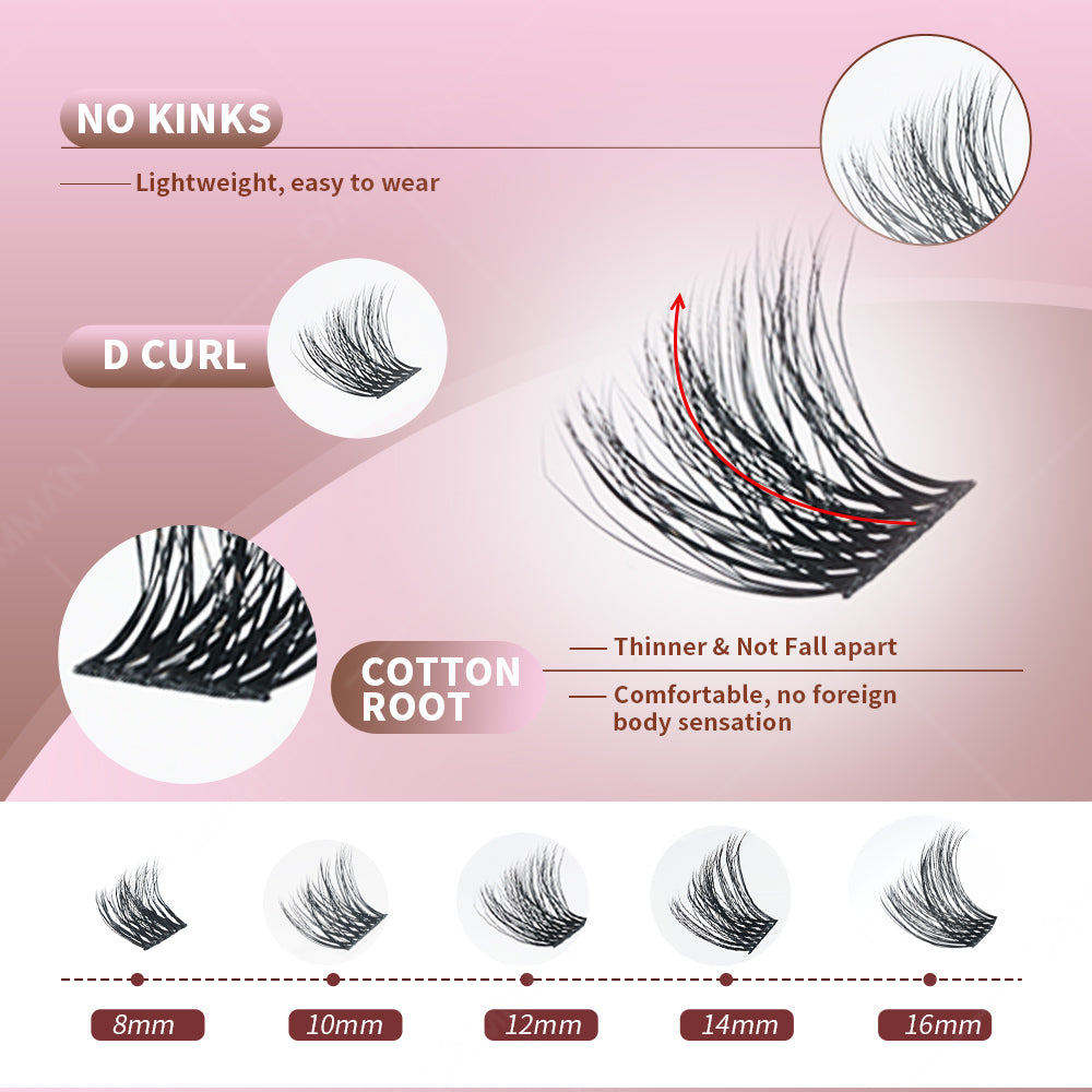 DAMMAN 6D DIY Clusters Kit D Crul 3D Effect Segment Lashes Kit DME-03