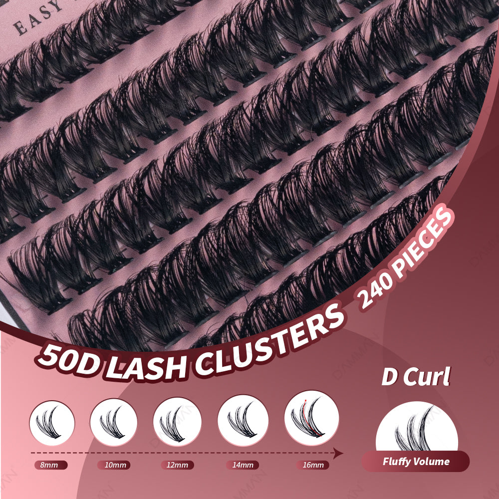 DAMMAN 50D Fluffy DIY Lash Cluster Kit