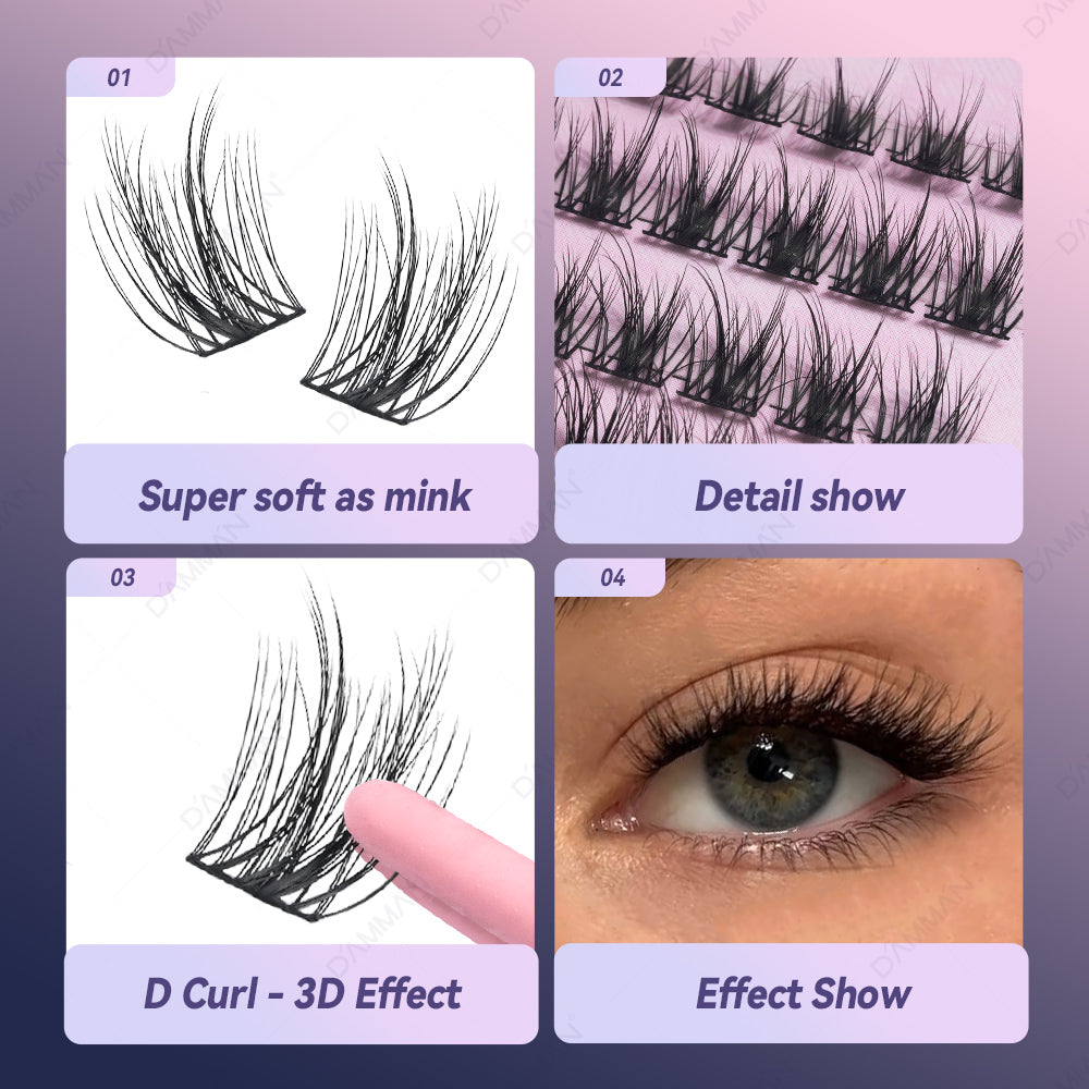 DAMMAN DIY Lash Cluster Kit DME-02 Individual Cluster Eyelash Extensions at Home