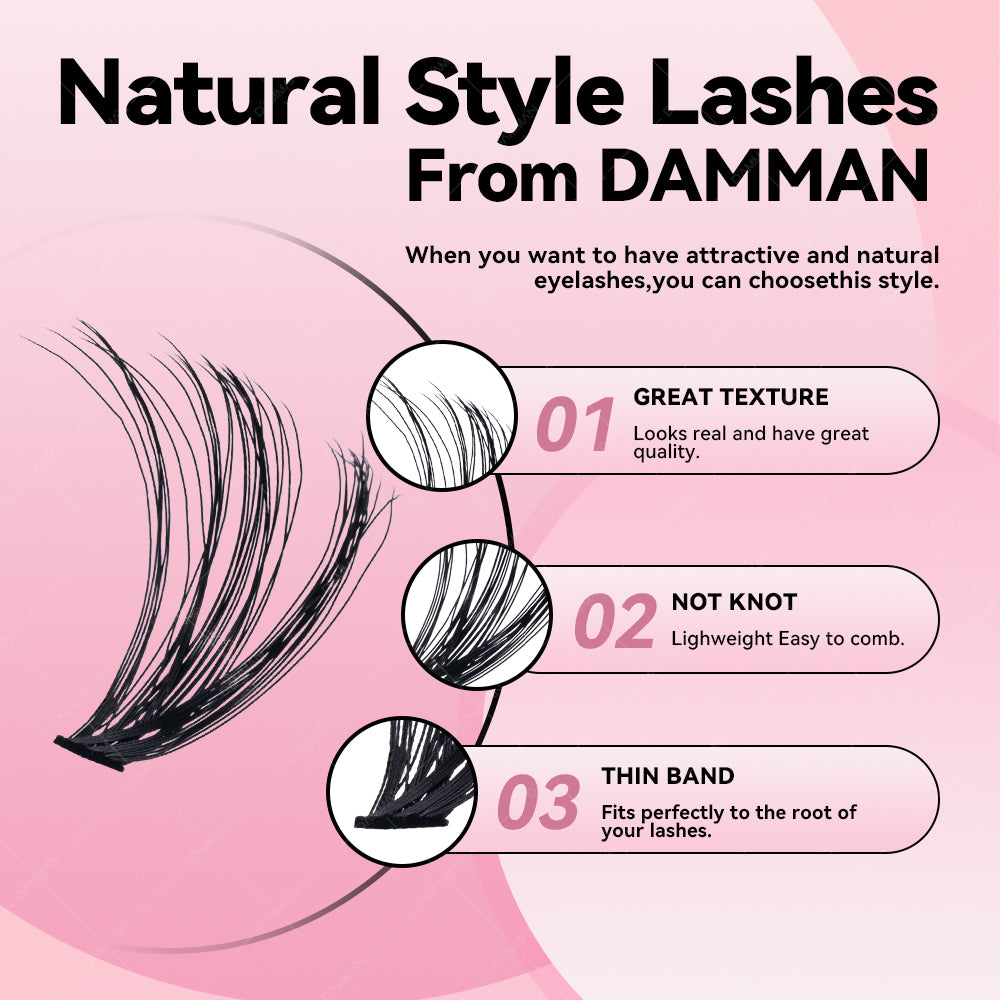 DAMMAN DIY Lash Cluster Kit D Curl Lash Cluster with Bond and Seal and Tweezers