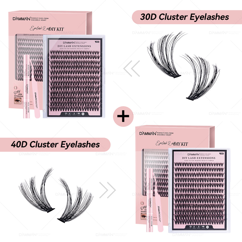 DAMMAN DIY Lash Cluster Kit D Curl Lash Cluster with Bond and Seal and Tweezers