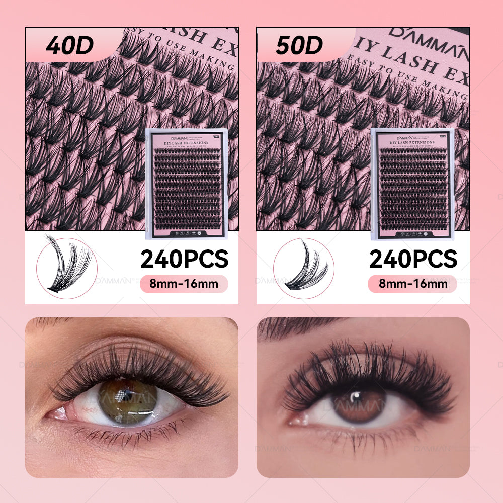 DAMMAN DIY Lash Cluster Kit D Curl Lash Cluster with Bond and Seal and Tweezers