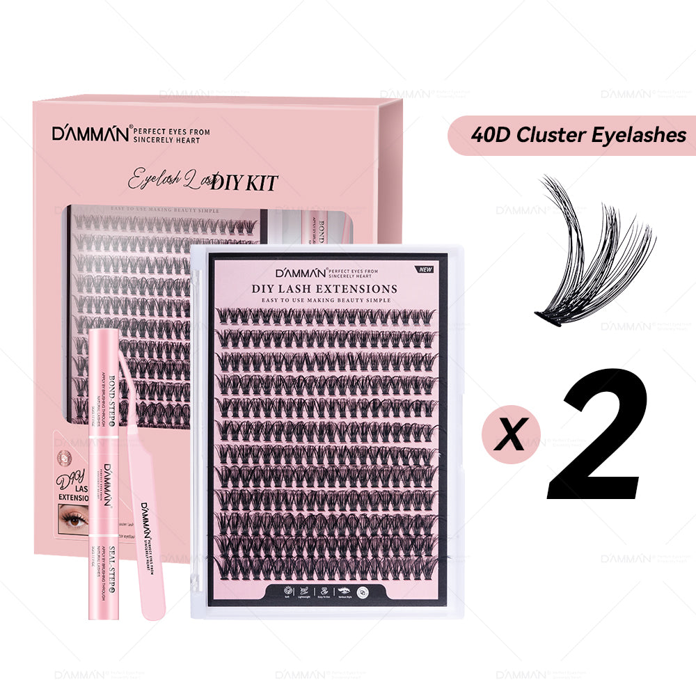 DAMMAN DIY Lash Cluster Kit D Curl Lash Cluster with Bond and Seal and Tweezers