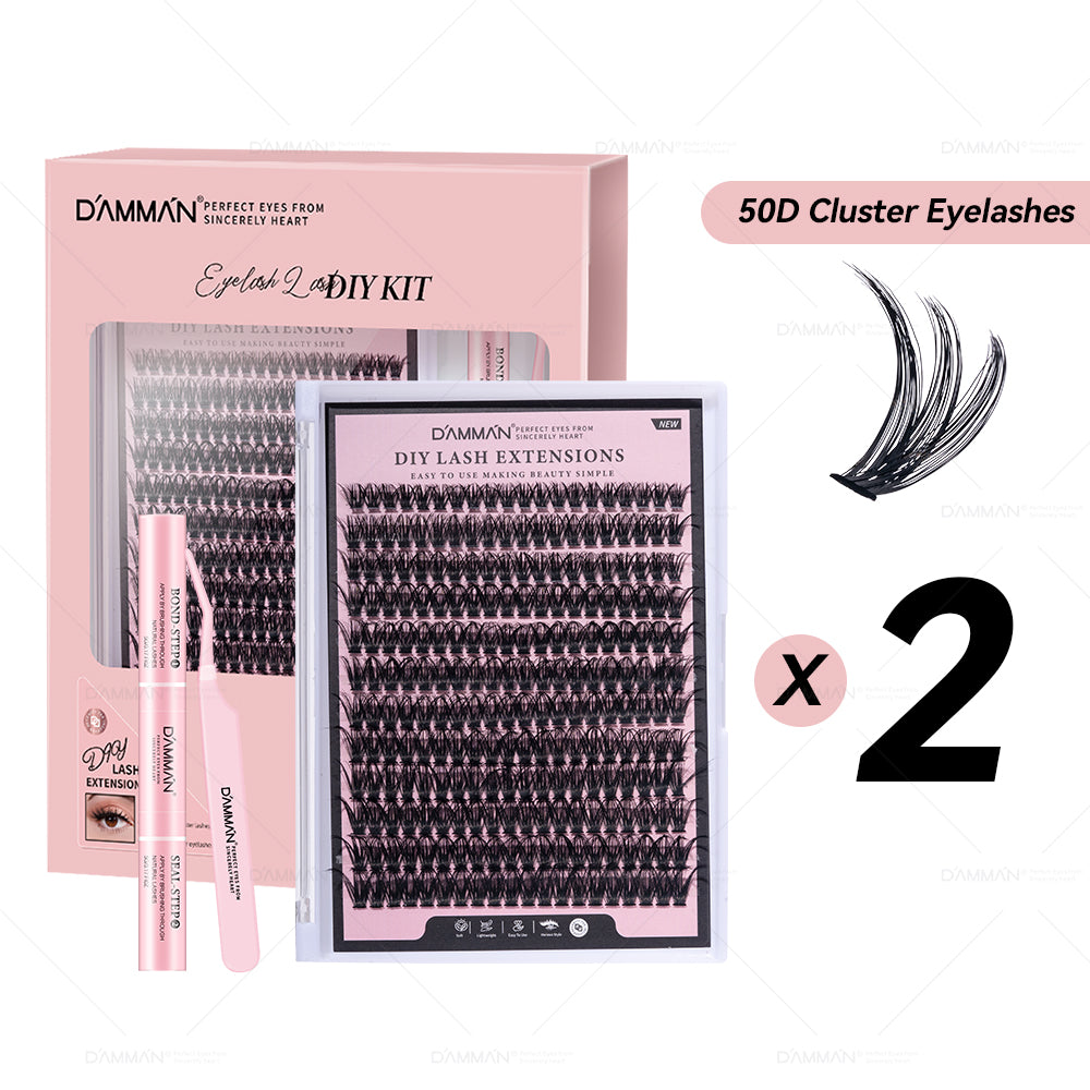 DAMMAN DIY Lash Cluster Kit D Curl Lash Cluster with Bond and Seal and Tweezers