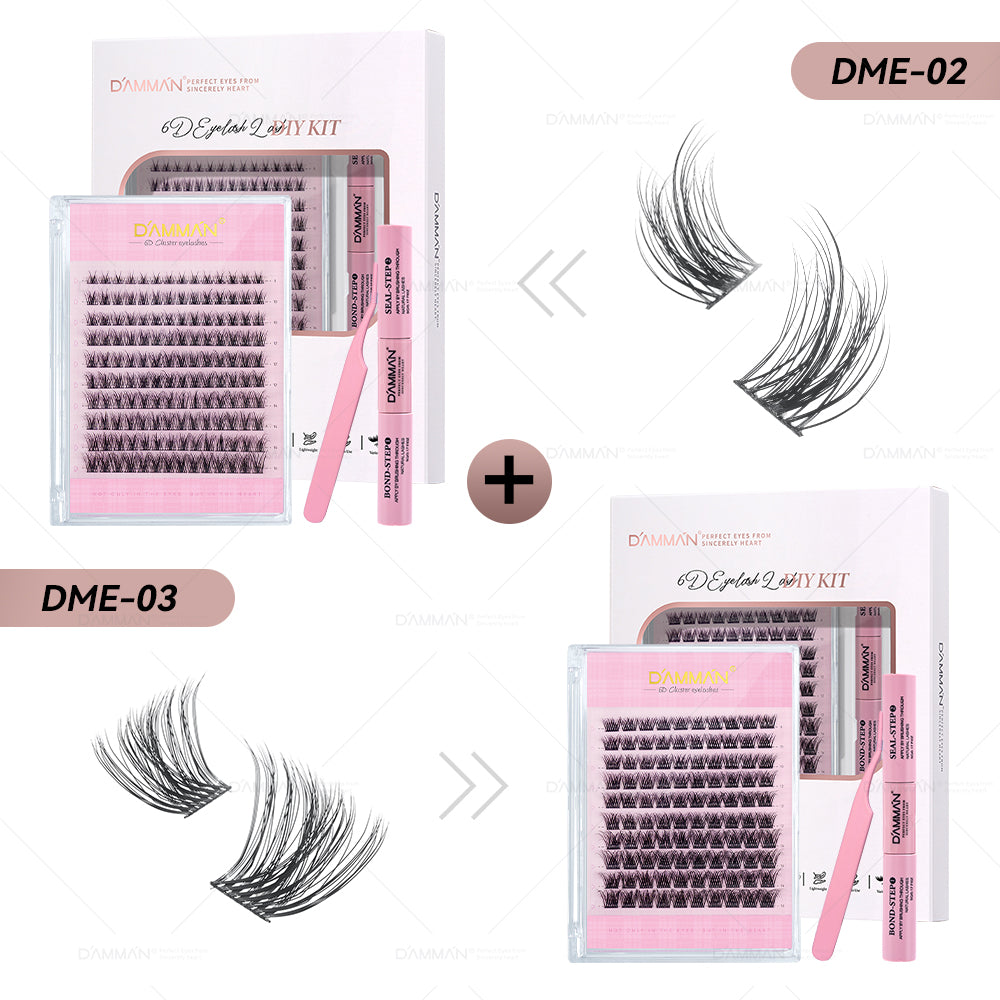 DAMMAN DIY Lash Cluster Kit D Curl Lash Cluster with Bond and Seal and Tweezers