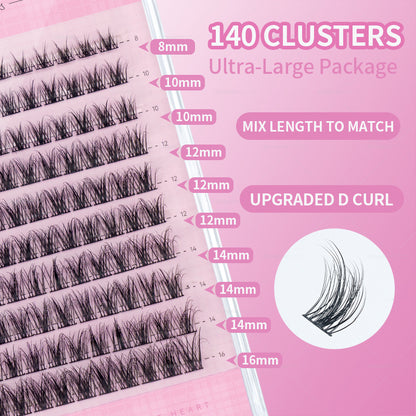DAMMAN DIY Lash Cluster Kit D Curl Lash Cluster with Bond and Seal and Tweezers
