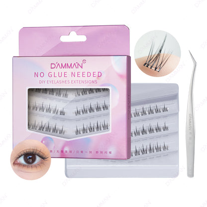 DAMMAN Press On Lash Cluster with tweezers （Self-adhesive Lash Cluster- NO Glue Need Lashes）