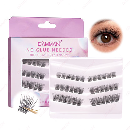 DAMMAN Press On Lash Cluster with tweezers （Self-adhesive Lash Cluster- NO Glue Need Lashes）