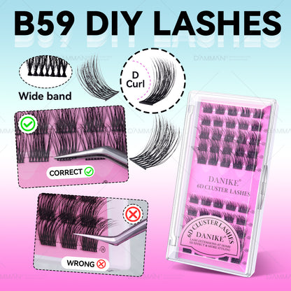 DANIKE 6D DIY Lash Cluster D Curl Mix 8-16mm Individual Cluster - B59