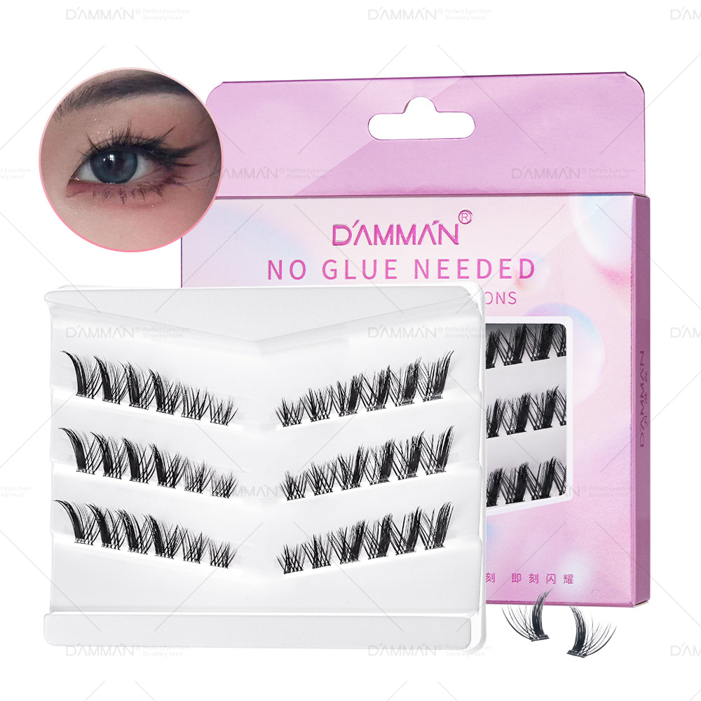 DAMMAN Press On Lash Cluster with tweezers （Self-adhesive Lash Cluster- NO Glue Need Lashes）