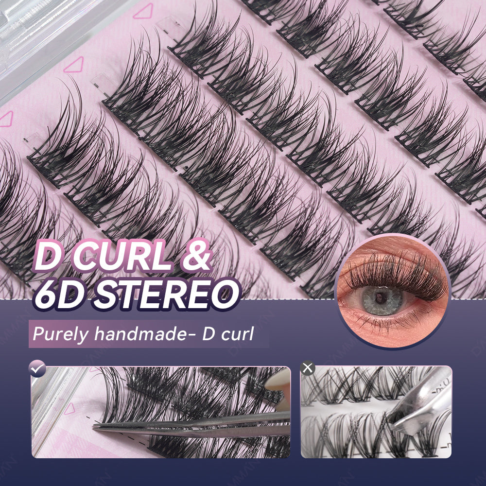 DAMMAN 6D DIY Lash Cluster Kit 4 Pieces Natural Lash Clusters D Curl Kit