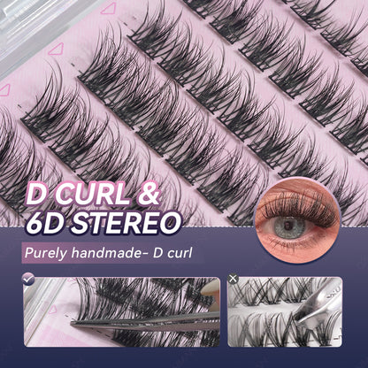 DAMMAN 6D DIY Lash Cluster Kit 4 Pieces Natural Lash Clusters D Curl Kit