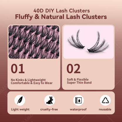 DAMMAN 40D D Curl Fluffy DIY Lash Cluster Kit