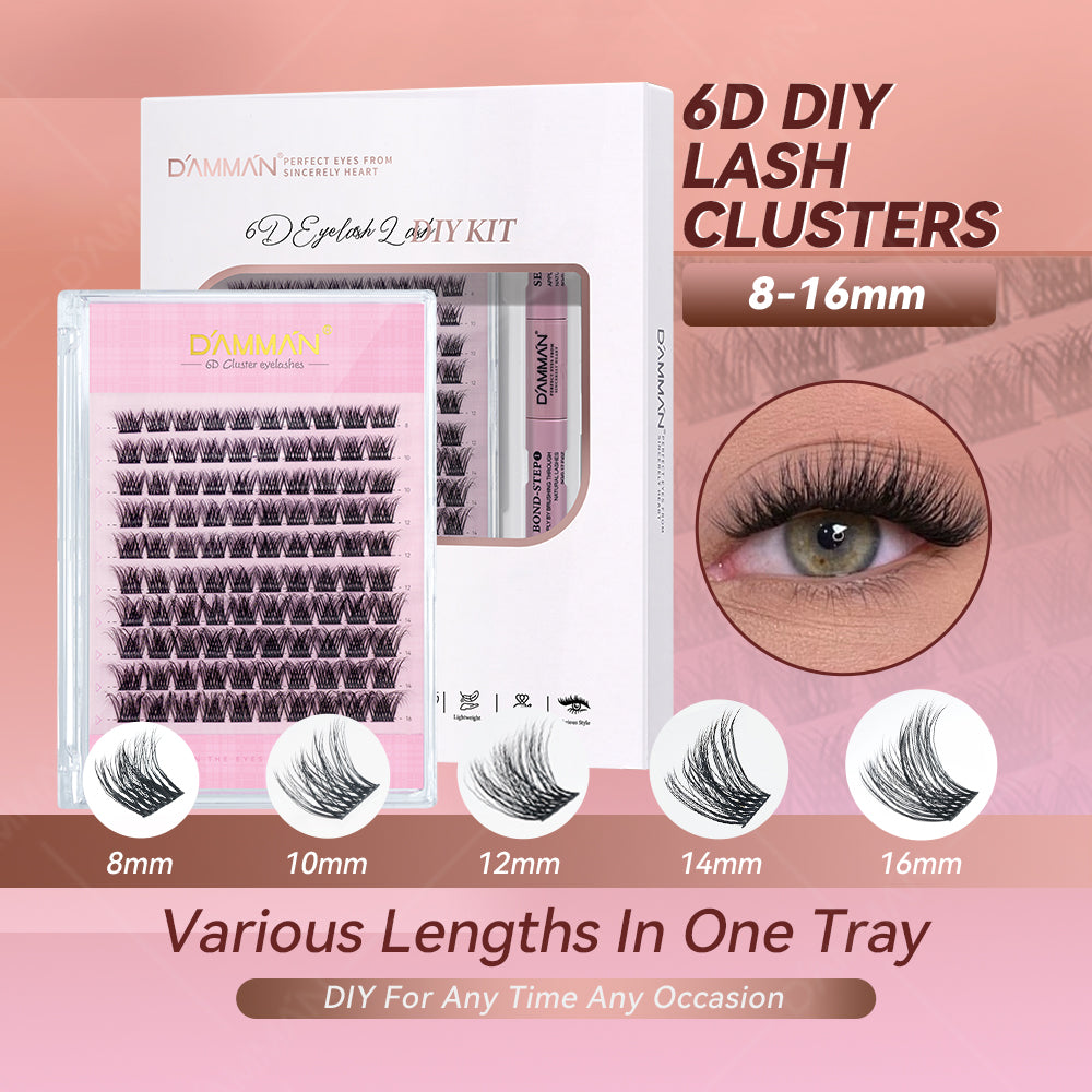 6D Lash Cluster Kit  DME-03 Wide Band D Curl Lash Clusters