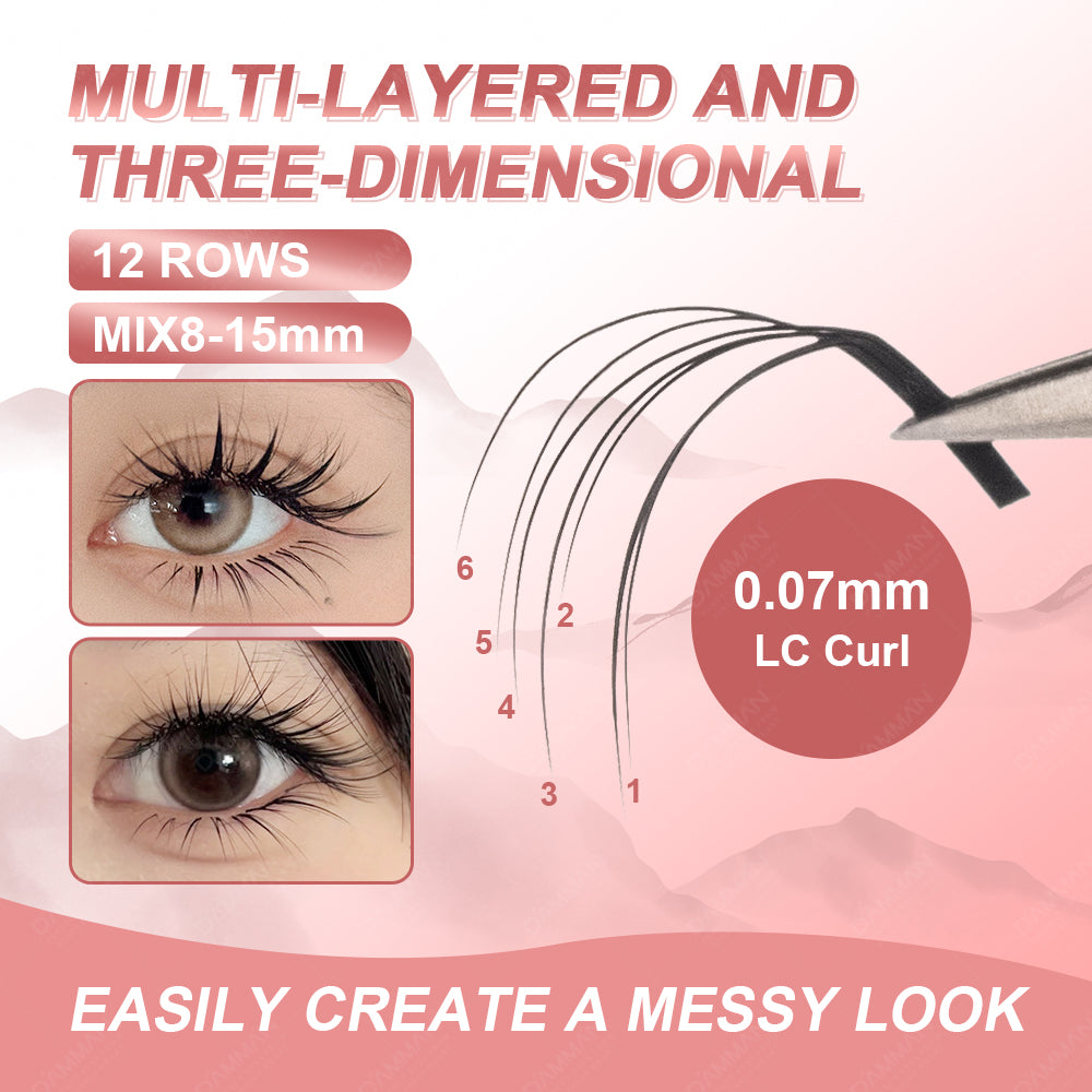 DAMMAN 0.07 LC 3D Multi-Layer Camellia Eyelash Extensions