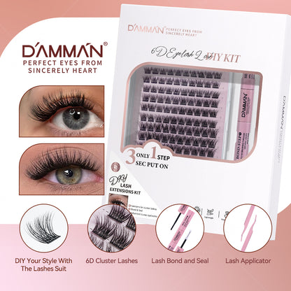 DAMMAN 6D DIY Clusters Kit D Crul 3D Effect Segment Lashes Kit DME-03