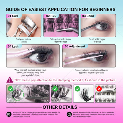 DANIKE 6D DIY Lash Cluster D Curl Mix 8-16mm Individual Cluster - B59