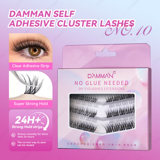 DAMMAN N0.10 Self Adhesive Lashes Press D Curl Press On Lash Clusters