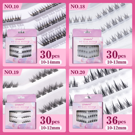 DAMMAN Press On Lash Cluster with tweezers （Self-adhesive Lash Cluster- NO Glue Need Lashes）