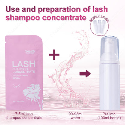 DAMMAN Lash Shampoo Concentrate 7.5ml Aloe/Rose/Original Flavor