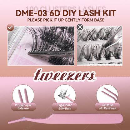 6D Lash Cluster Kit  DME-03 Wide Band D Curl Lash Clusters