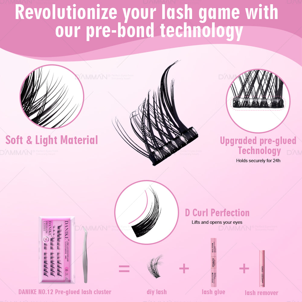 DANIKE Self Adhesive Lash Cluster - No.2 Press on Lash Clusters