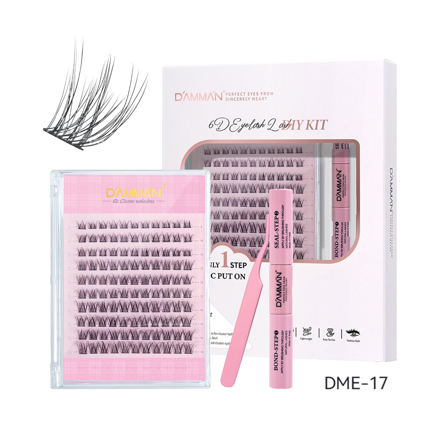 DAMMAN DIY Cluster Lash Kit 3D Effect 6D DME-17 Eyelash Extenstion at Home