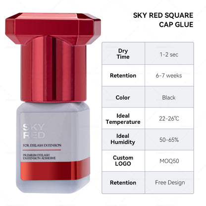 SKY Red Square Cap Eyelash Glue 5ml